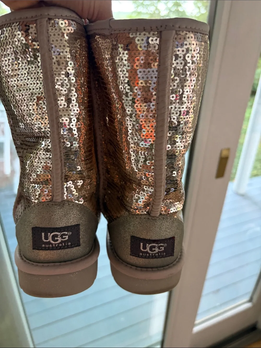 UGG Women's Sequin Mid-Calf Boots in Metallic Rose Gold